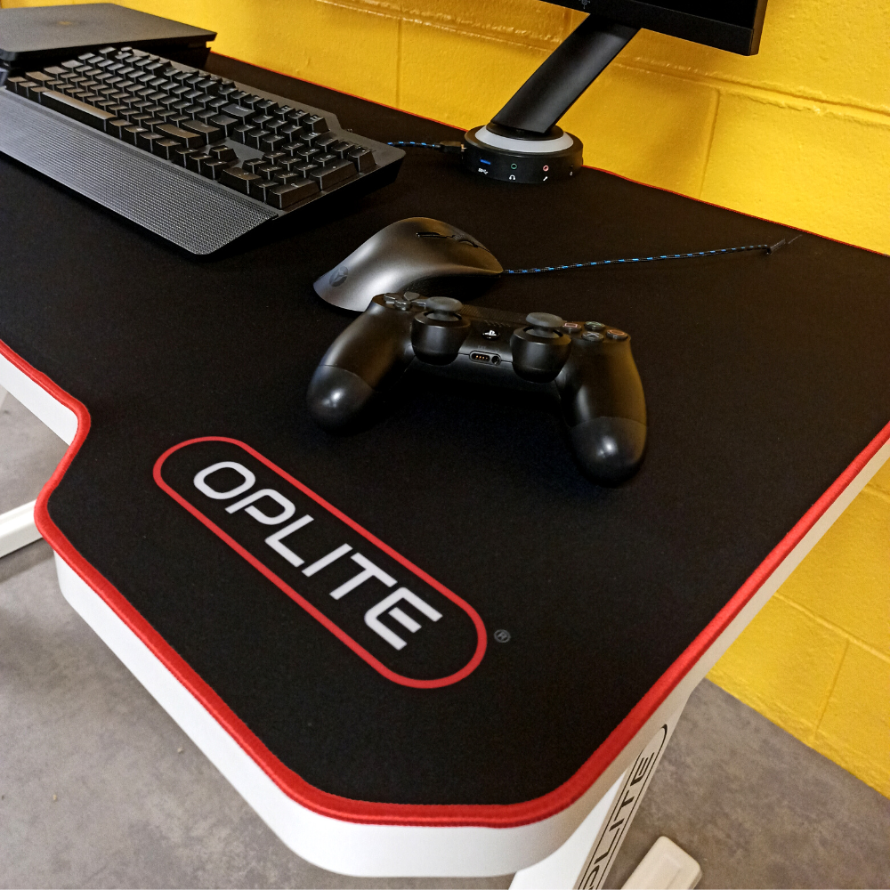 OPLITE - Tilt Gaming Desk - Bureau avec tapis de souris intégral 120x60x75,  équipé d'un plateau MDF double compression 25 mm d'épaisseur