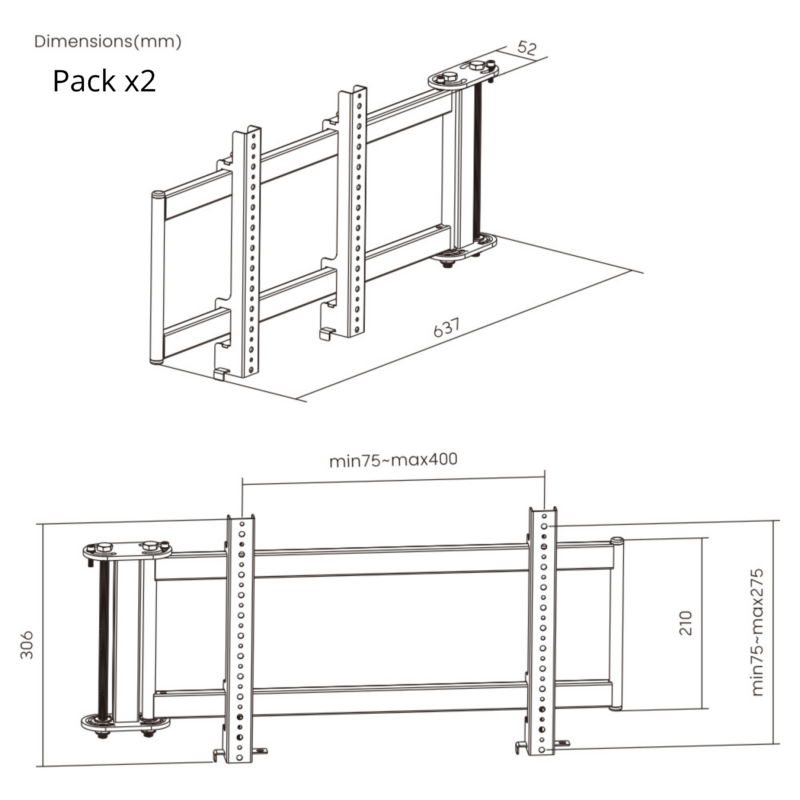 R8 Extensions Triple Screen Mount